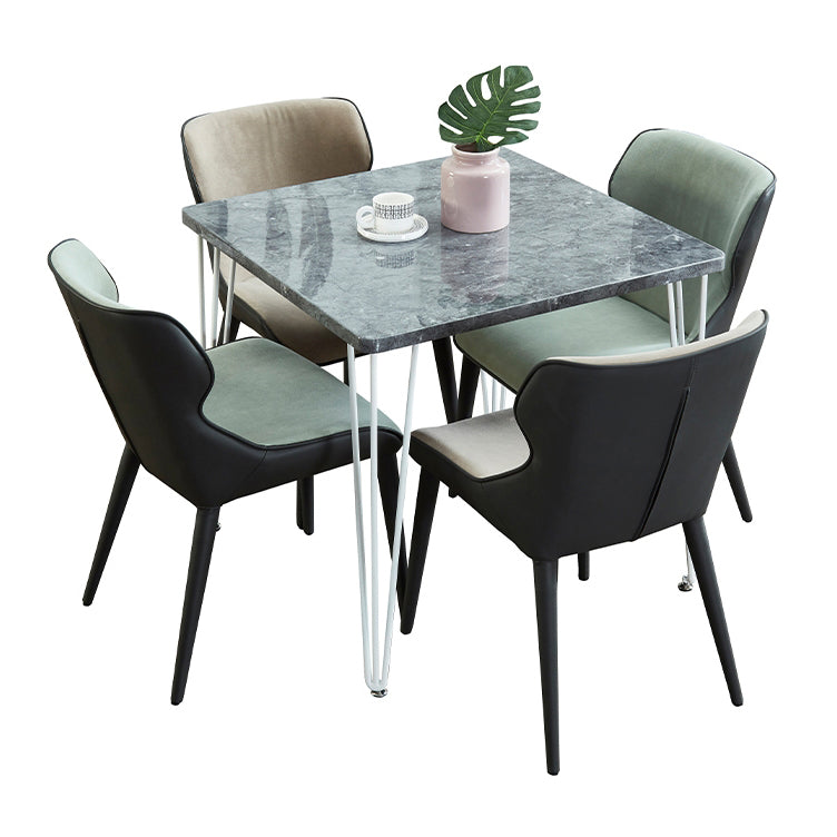 Square Sintered Stone Three-Color Dining Table Industrial 4 Legs Table for Dining Room