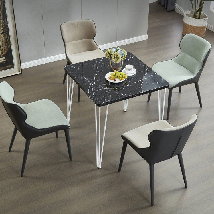 Square Sintered Stone Three-Color Dining Table Industrial 4 Legs Table for Dining Room
