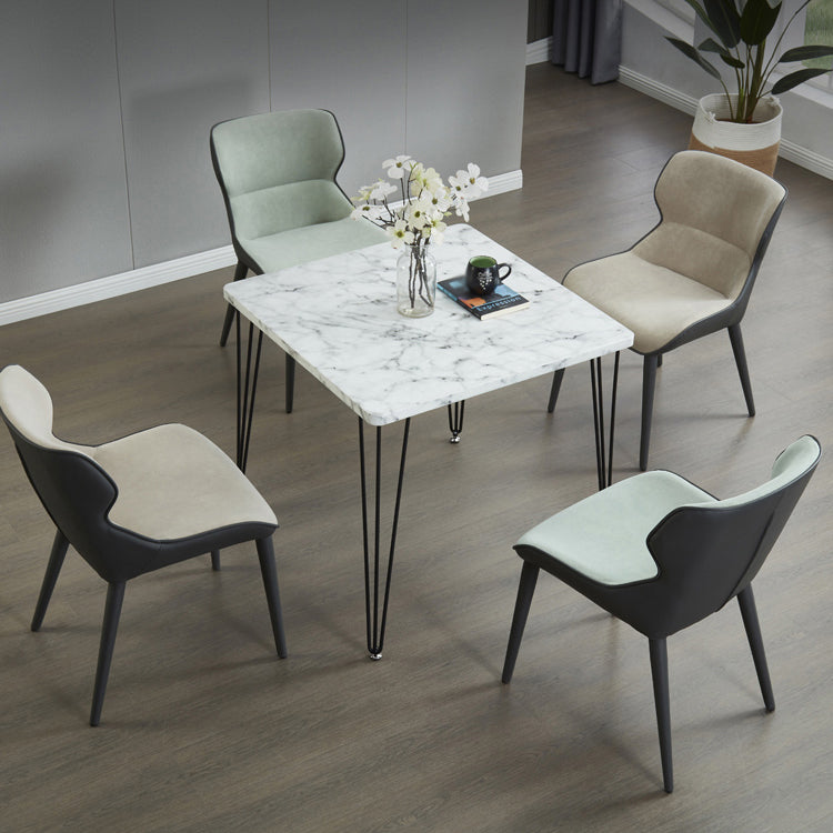 Square Sintered Stone Three-Color Dining Table Industrial 4 Legs Table for Dining Room