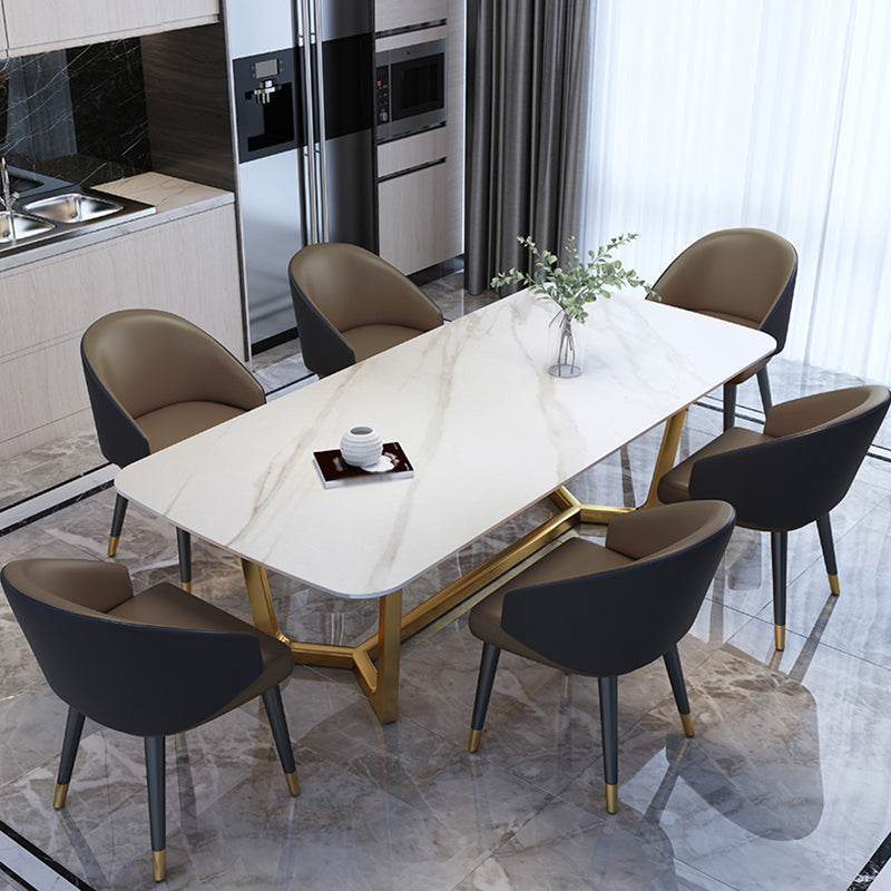 Tono blanco de piedra sinterizada mesa de comedor glam Mesa base para el comedor para comedor