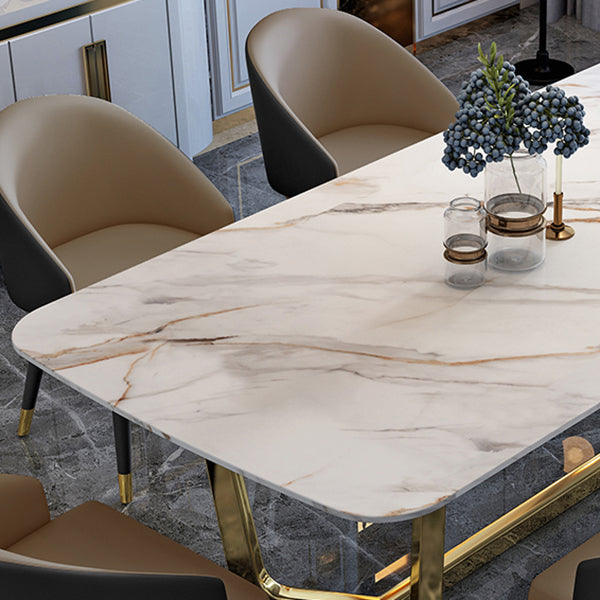 Tono blanco de piedra sinterizada mesa de comedor glam Mesa base para el comedor para comedor