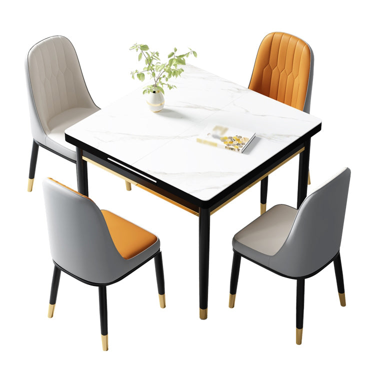Industrial Style Stone 31.5''Dining Table Square 4 Legs Table for Dining Room