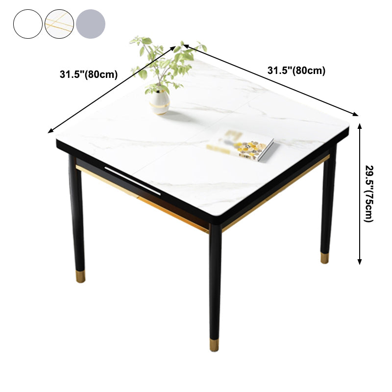 Industrial Style Stone 31.5''Dining Table Square 4 Legs Table for Dining Room