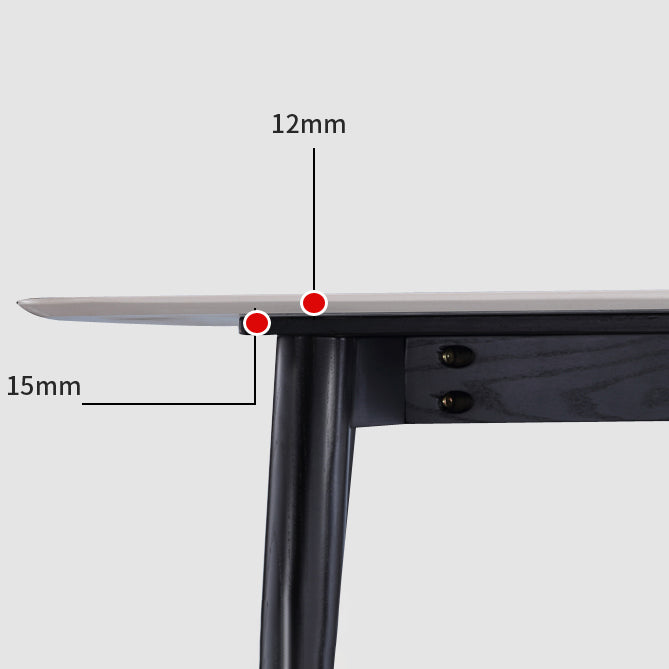 Rechthoek 4 poten luxe eettafel grijze tint vaste tafel van gesinterde steen