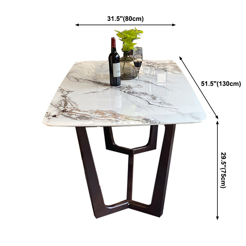 Mesa de comedor estándar rectangular de piedra sinterizada blanca industrial para cocina