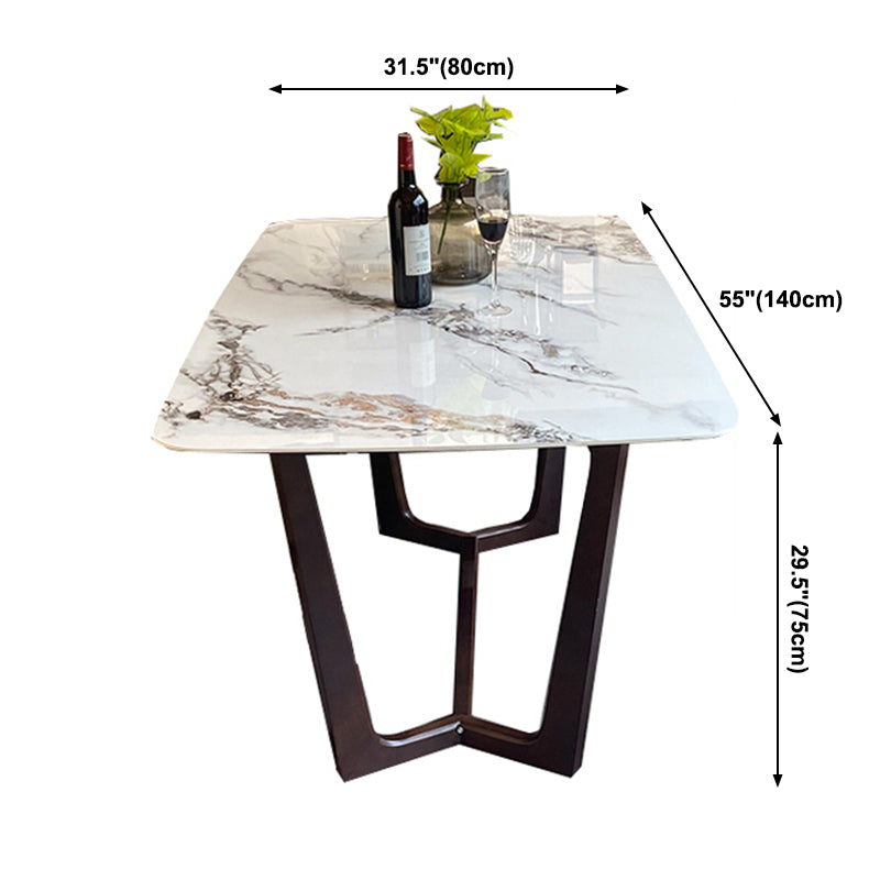 Mesa de comedor estándar rectangular de piedra sinterizada blanca industrial para cocina