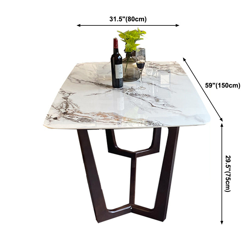 Mesa de comedor estándar rectangular de piedra sinterizada blanca industrial para cocina