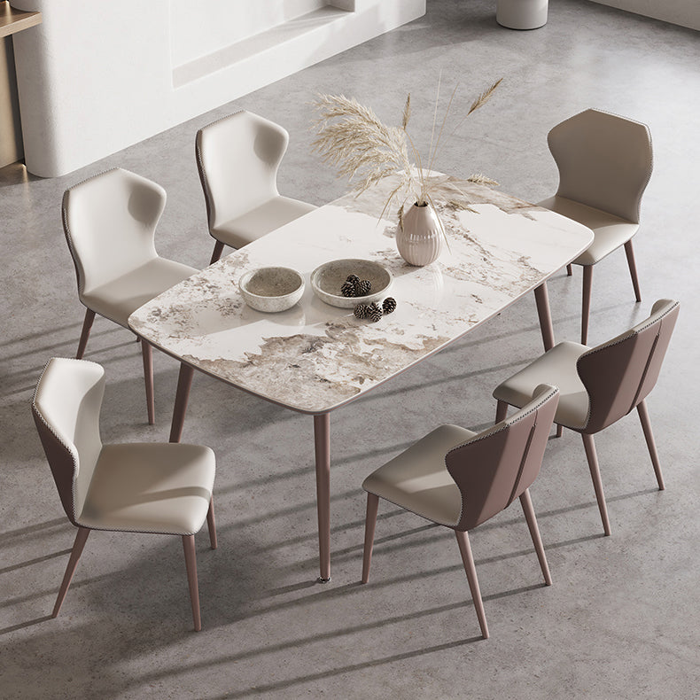 Metal Traditional Luxury Rectangle Dining Table Sintered Stone Top Table with 4 Legs