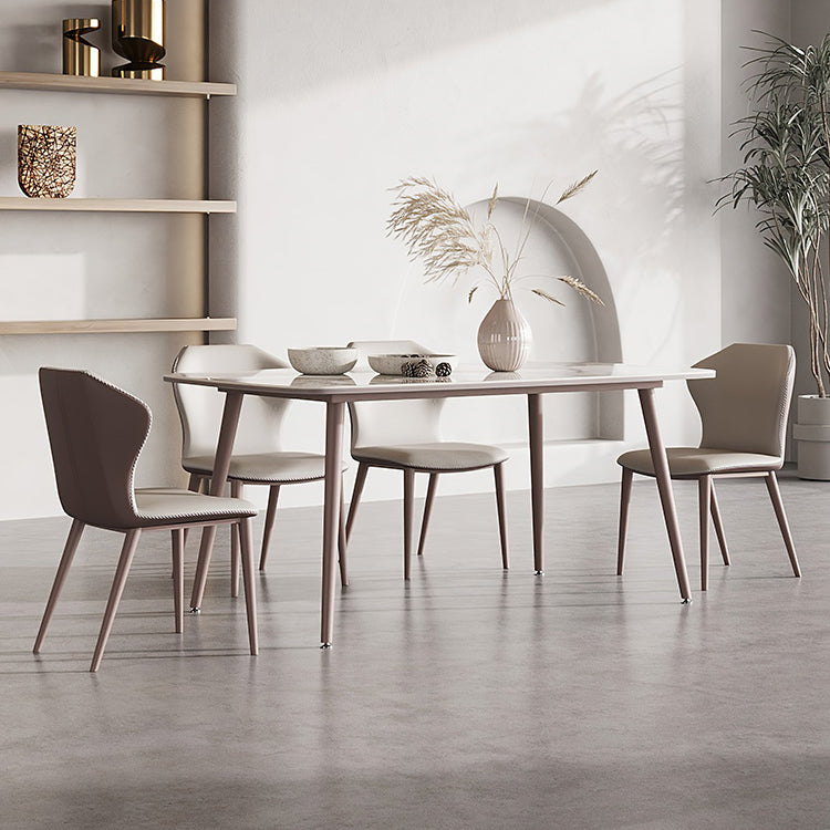Metal Traditional Luxury Rectangle Dining Table Sintered Stone Top Table with 4 Legs