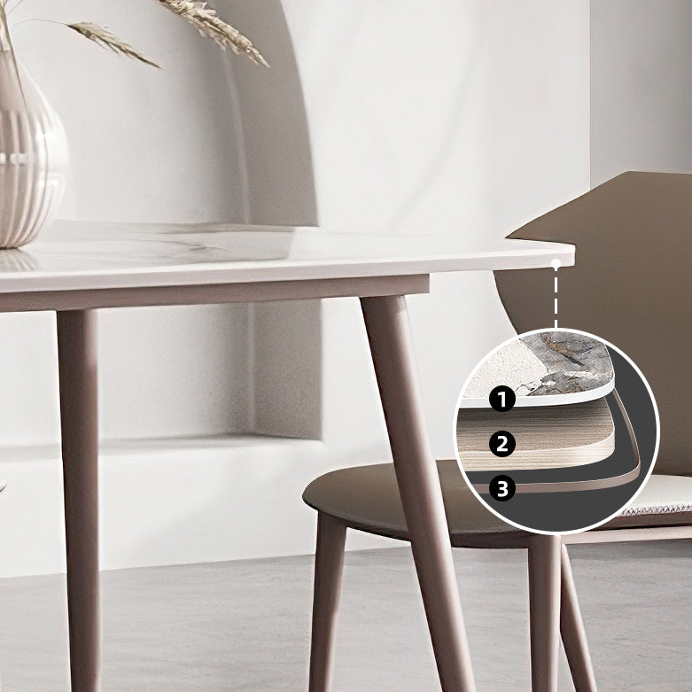 Metal Traditional Luxury Rectangle Dining Table Sintered Stone Top Table with 4 Legs