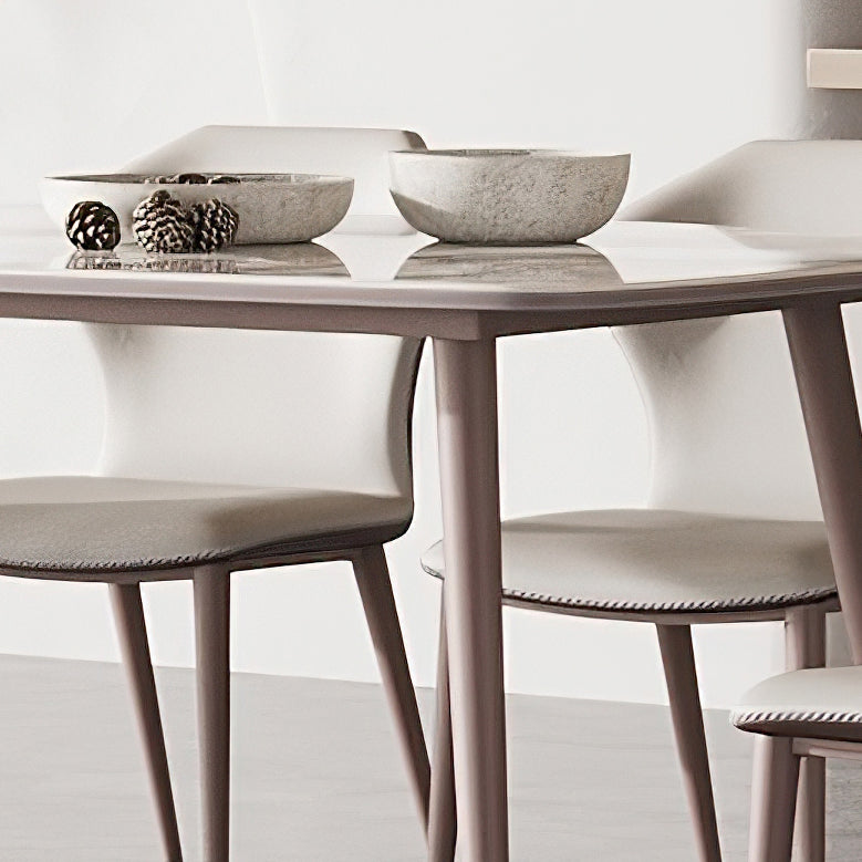 Metal Traditional Luxury Rectangle Dining Table Sintered Stone Top Table with 4 Legs