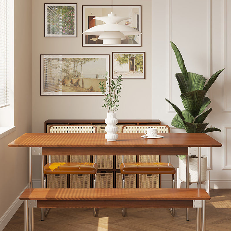 Simple Solid Wood Dining Table Brown Standard Dining Table for Kitchen