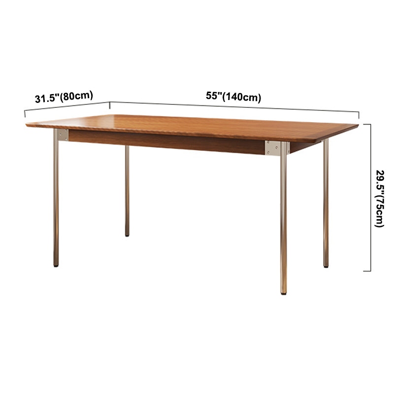 Simple Solid Wood Dining Table Brown Standard Dining Table for Kitchen