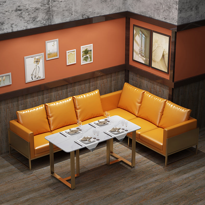 Industrial Dining Table Sintered Stone Table with Double Pedestal Base for Dining Room