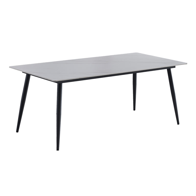 Mesa de comedor de piedra sinterizada, mesa rectangular con base de acero al carbono de 4 patas para el hogar