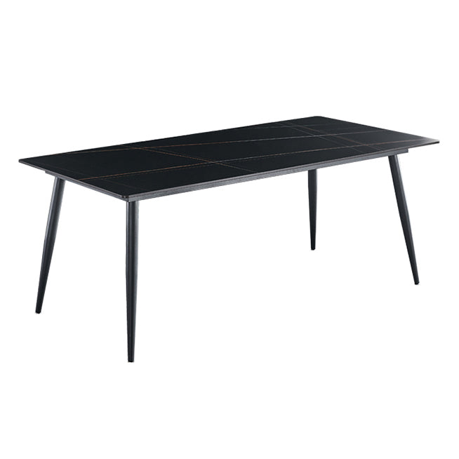 Mesa de comedor de piedra sinterizada, mesa rectangular con base de acero al carbono de 4 patas para el hogar