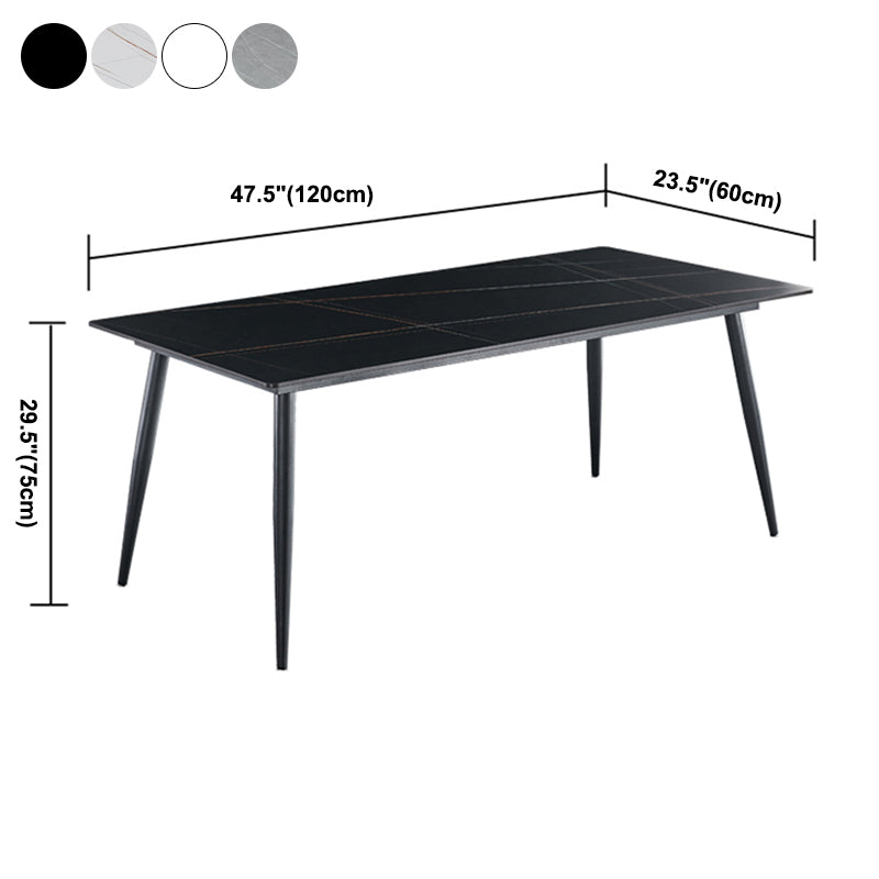 Mesa de comedor de piedra sinterizada, mesa rectangular con base de acero al carbono de 4 patas para el hogar