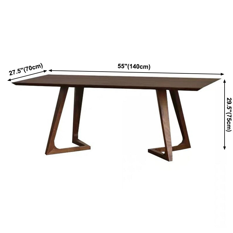 Moderne stijl rechthoek eettafel vast hout dubbele voetstukbasetafel voor huisgebruik