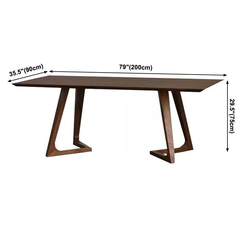 Moderne stijl rechthoek eettafel vast hout dubbele voetstukbasetafel voor huisgebruik