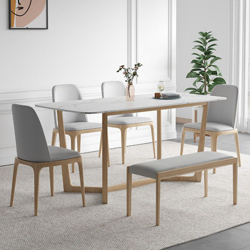 Simplicity Rectangle Dining Room Table Sintered Stone Table with Trestle Base
