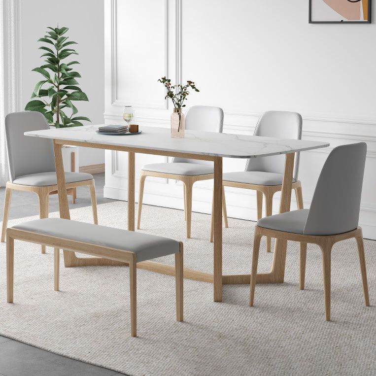Simplicity Rectangle Dining Room Table Sintered Stone Table with Trestle Base