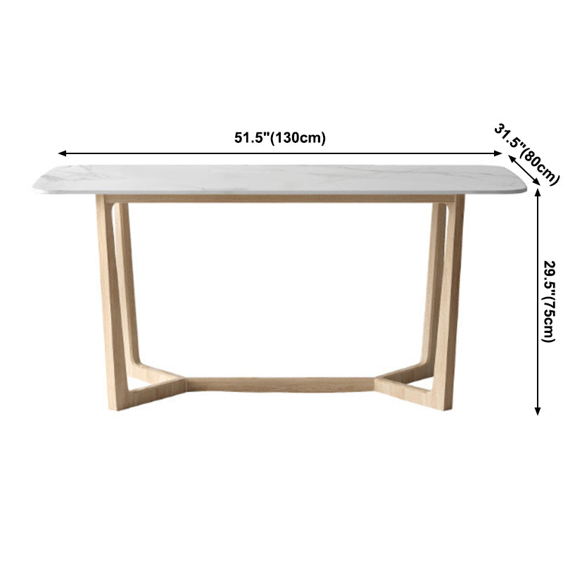 Simplicity Rectangle Dining Room Table Sintered Stone Table with Trestle Base