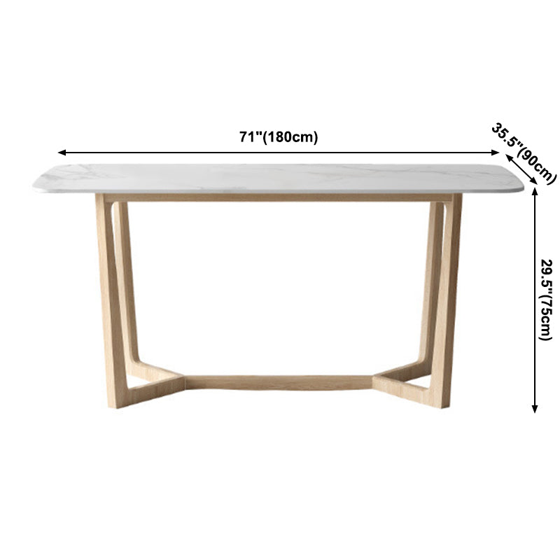 Simplicity Rectangle Dining Room Table Sintered Stone Table with Trestle Base