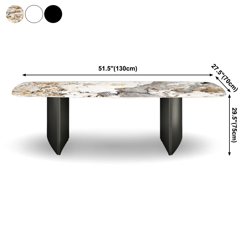 Table de salle à manger rectangulaire Simplicity Table en pierre frittée avec double piédestal