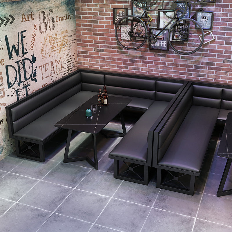 Industrial Sintered Stone Dining Table Black Table with Black Frame for Dining Room