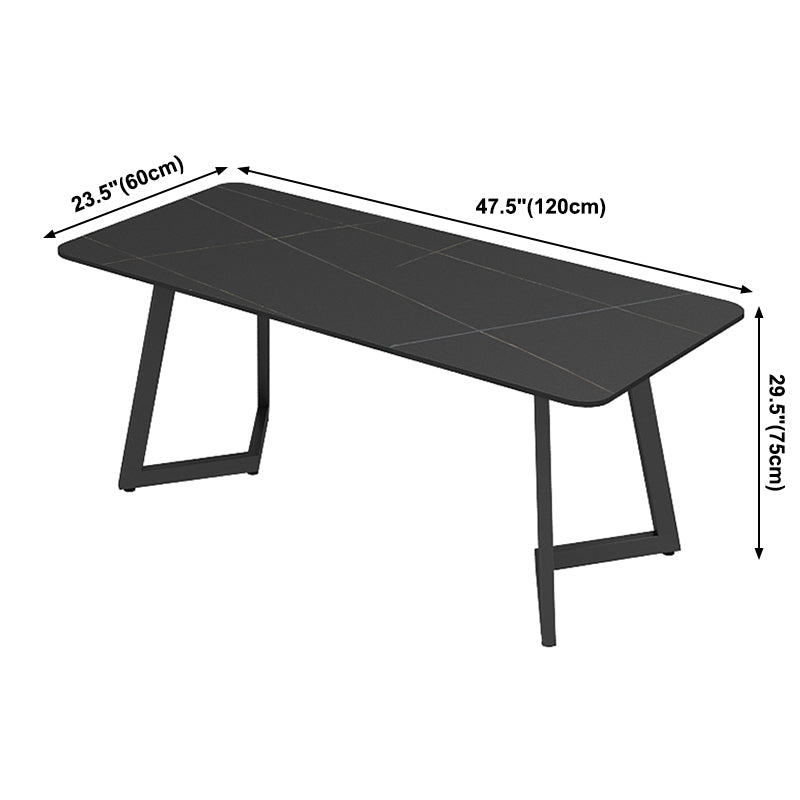Industrial Sintered Stone Dining Table Black Table with Black Frame for Dining Room