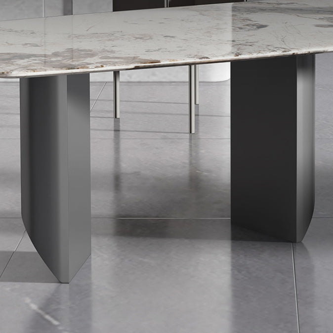 Sintered Stone Top Rechtecktisch für Restaurant Moderner Esstisch mit Doppelpodest
