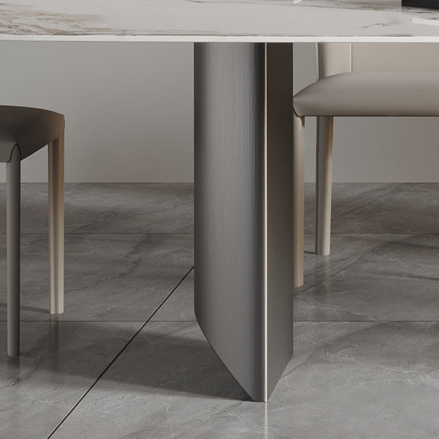 Sintered Stone Top Rechtecktisch für Restaurant Moderner Esstisch mit Doppelpodest