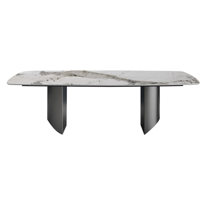 Sintered Stone Top Rechtecktisch für Restaurant Moderner Esstisch mit Doppelpodest