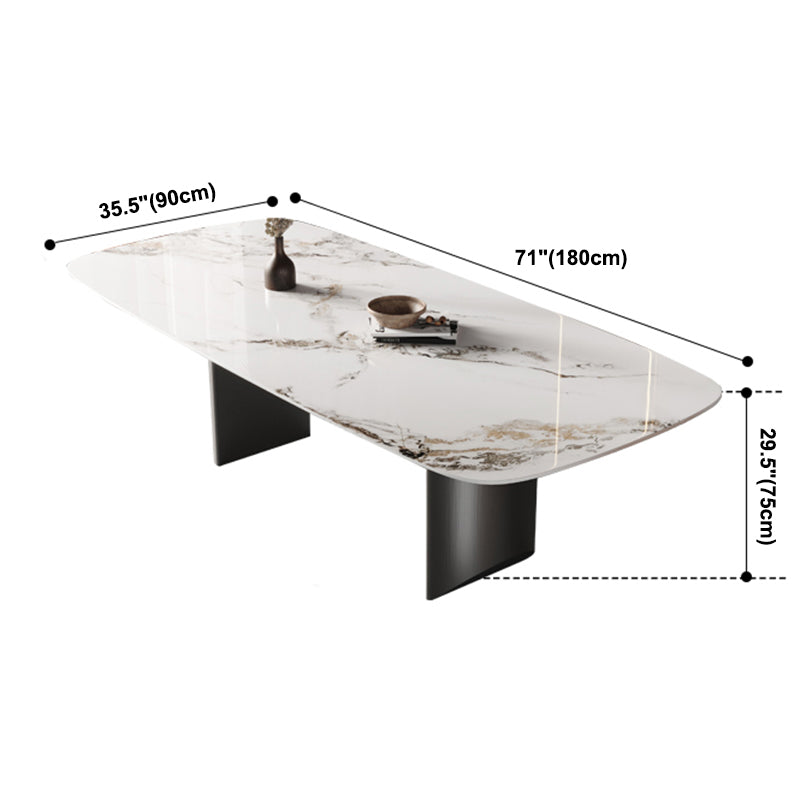 Sintered Stone Top Rechtecktisch für Restaurant Moderner Esstisch mit Doppelpodest