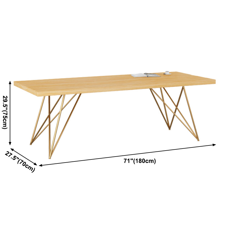 Traditional Luxury Rectangle Dining Room Table Pine Solid Wood Table with 4 Metal Legs