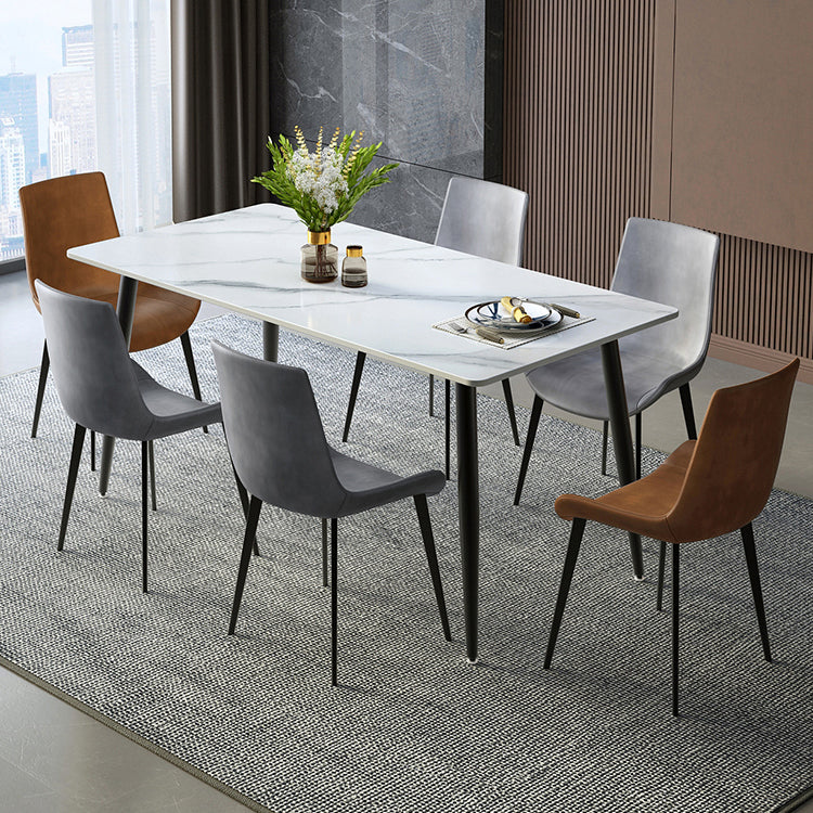 Industrial Style Sintered Stone Scratch Resistant Dining Table 4 Legs Base Table for Home
