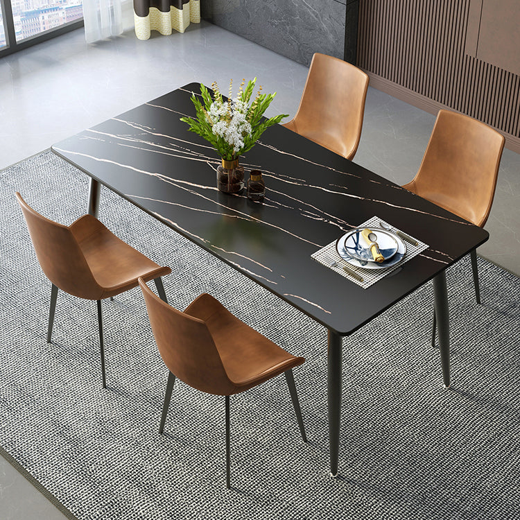 Industrial Style Sintered Stone Scratch Resistant Dining Table 4 Legs Base Table for Home