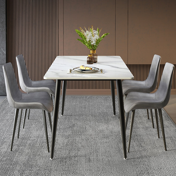 Industrial Style Sintered Stone Scratch Resistant Dining Table 4 Legs Base Table for Home