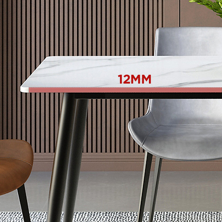 Industrial Style Sintered Stone Scratch Resistant Dining Table 4 Legs Base Table for Home