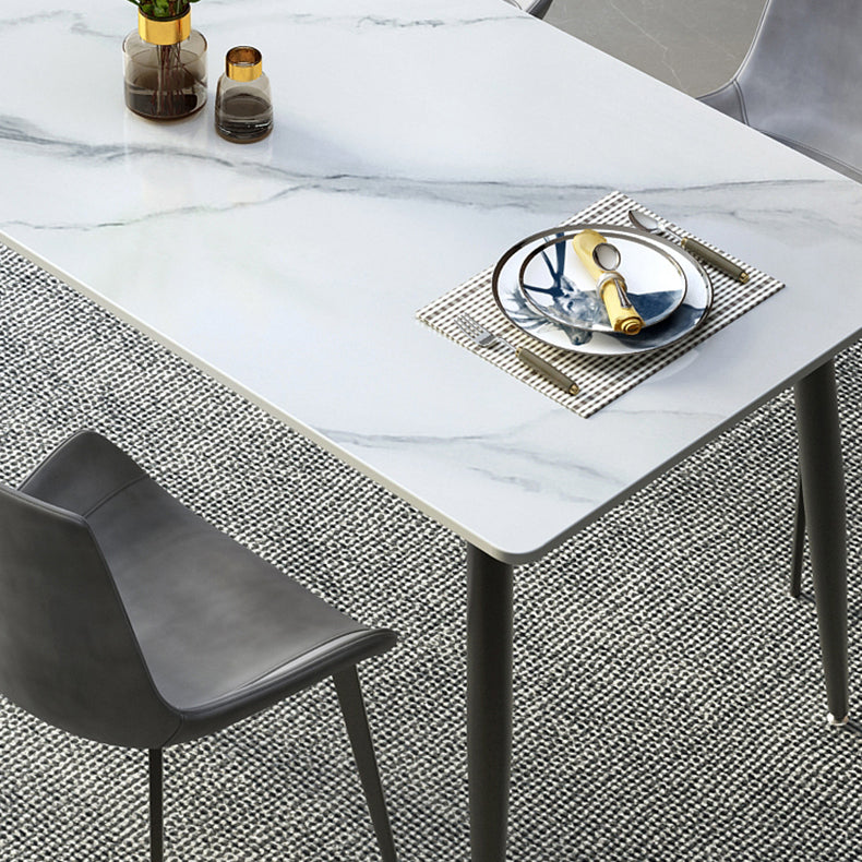 Industrial Style Sintered Stone Scratch Resistant Dining Table 4 Legs Base Table for Home