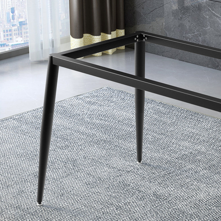Industrial Style Sintered Stone Scratch Resistant Dining Table 4 Legs Base Table for Home