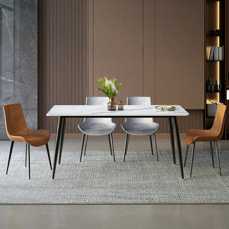 Industrial Style Sintered Stone Scratch Resistant Dining Table 4 Legs Base Table for Home