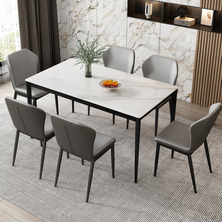 Sintered Stone Top Rectangle Table for Restaurant Modern Dining Table with Metal 4 Legs