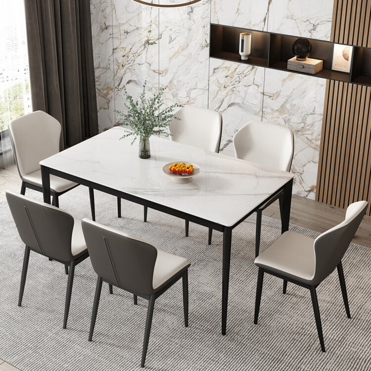 Sintered Stone Top Rectangle Table for Restaurant Modern Dining Table with Metal 4 Legs
