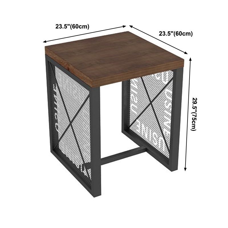 Mesa de comedor industrial mesa de madera maciza con base de caballete negro