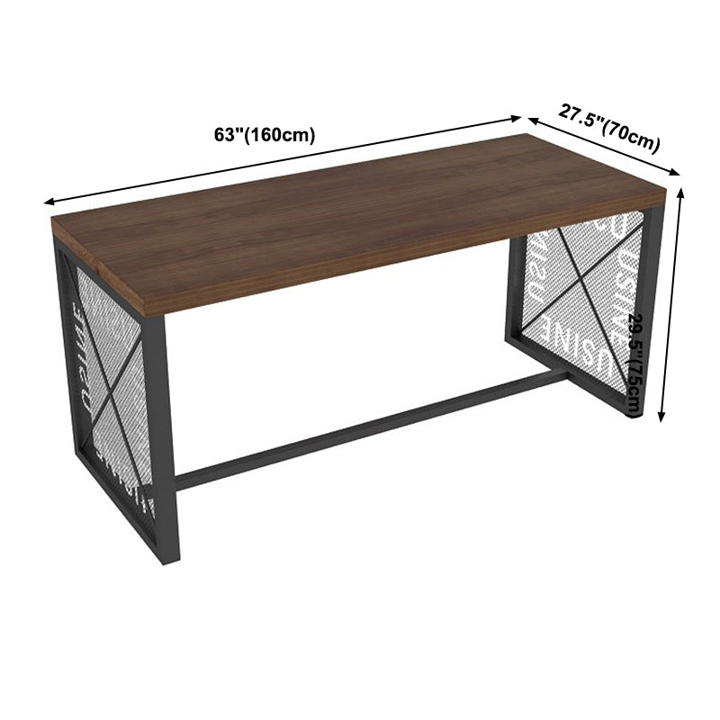 Mesa de comedor industrial mesa de madera maciza con base de caballete negro