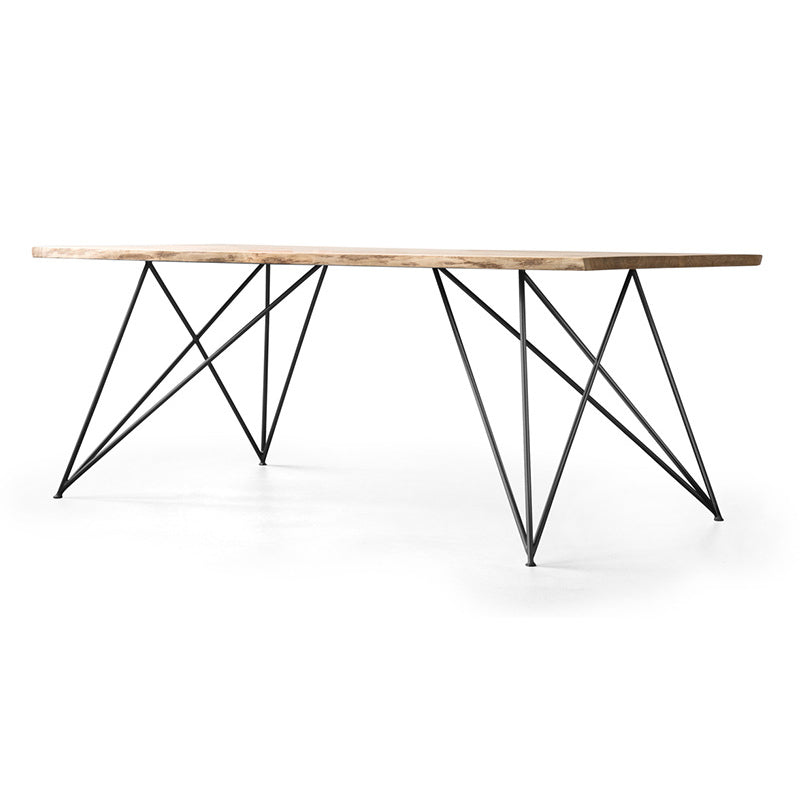 Mesa de comedor rectangular de lujo tradicional mesa de madera maciza con 4 patas de metal