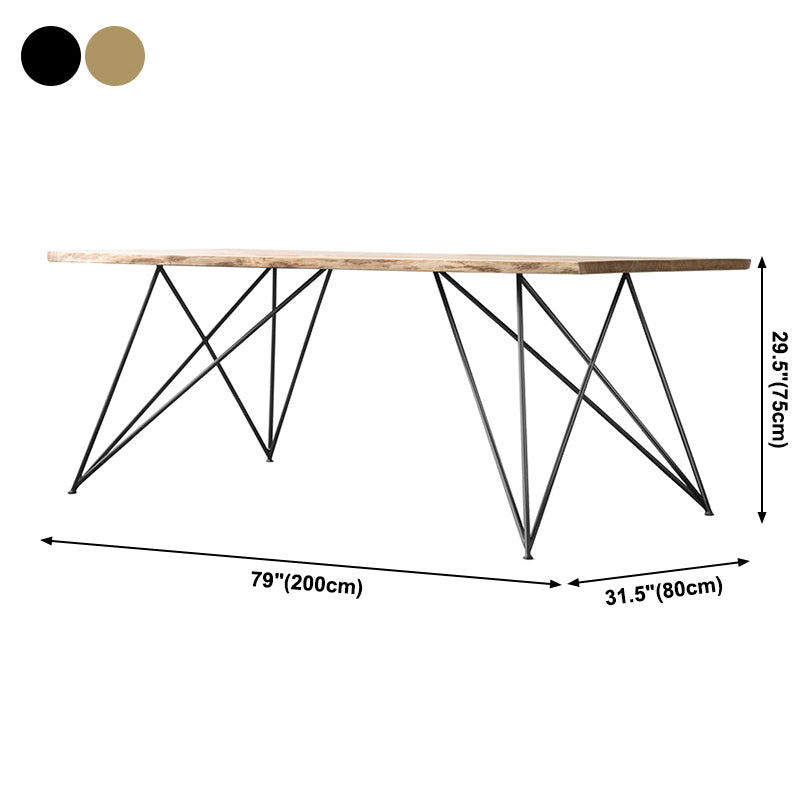 Traditional Luxury Rectangle Dining Room Table Solid Wood Table with 4 Metal Legs