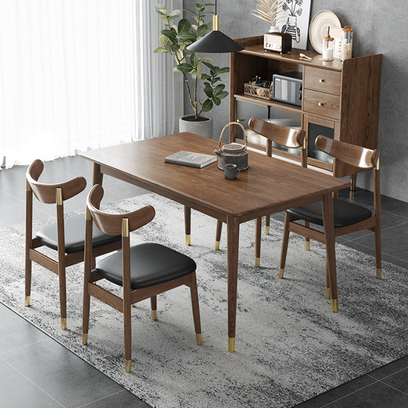 Traditional Luxury Rectangle Dining Room Table Ash Solid Wood Table with 4 Legs