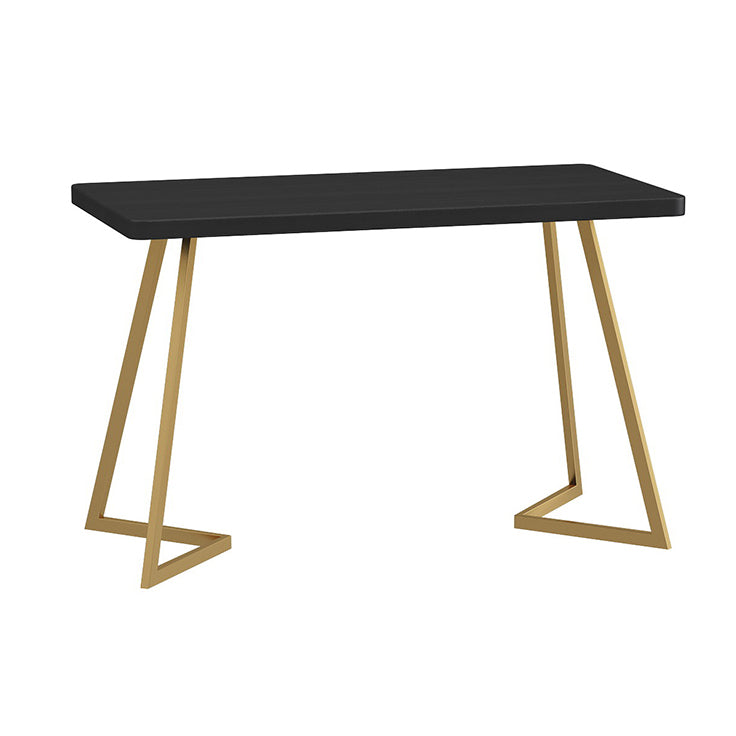 Industrial Dining Table Double Metal Pedestal Table with Black Tabletop for Dining Room